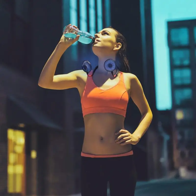 Hand Free Personal Fan Portable USB Battery Rechargeable Mini Fan Headphone Design Wearable Neckband Necklace Fan