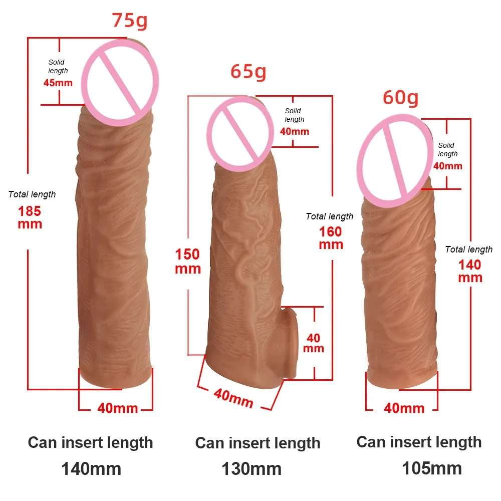 Penis Soft Realistic Sleeve Extender Sheath for Men Reusable Male Enhancement Extension Sleeve For Christmas Gift