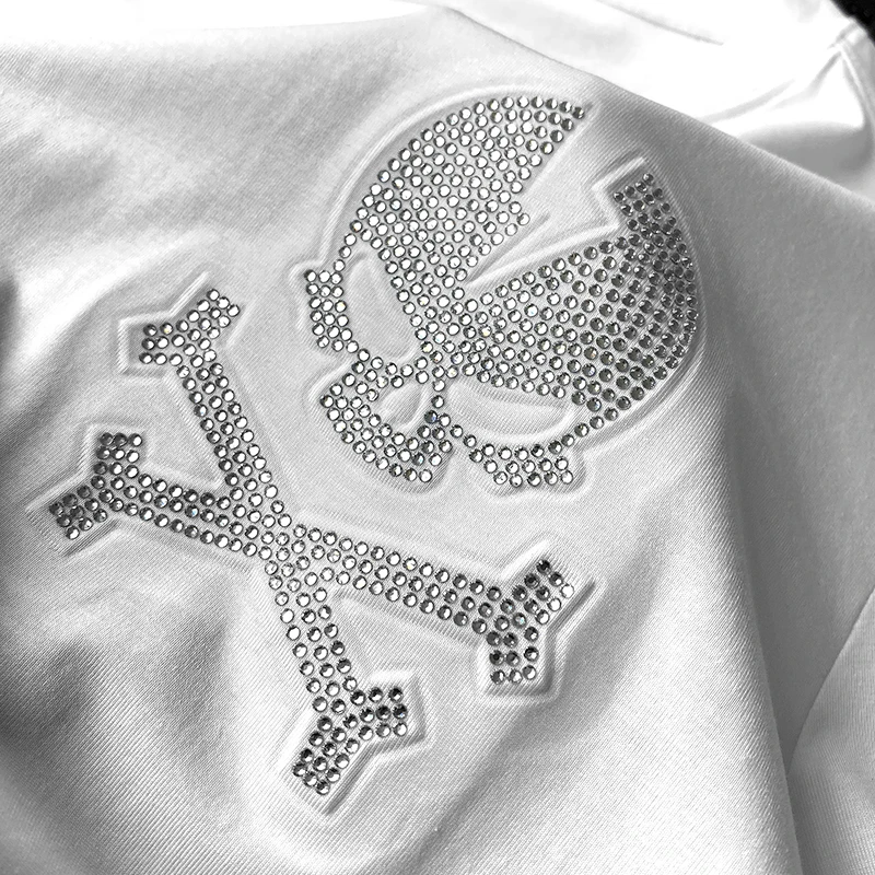 Fashion luxury hot fix rhinestone tshirt Custom Heat-transfer Printing Design logo pattern short sleeve casual mens t-shirt