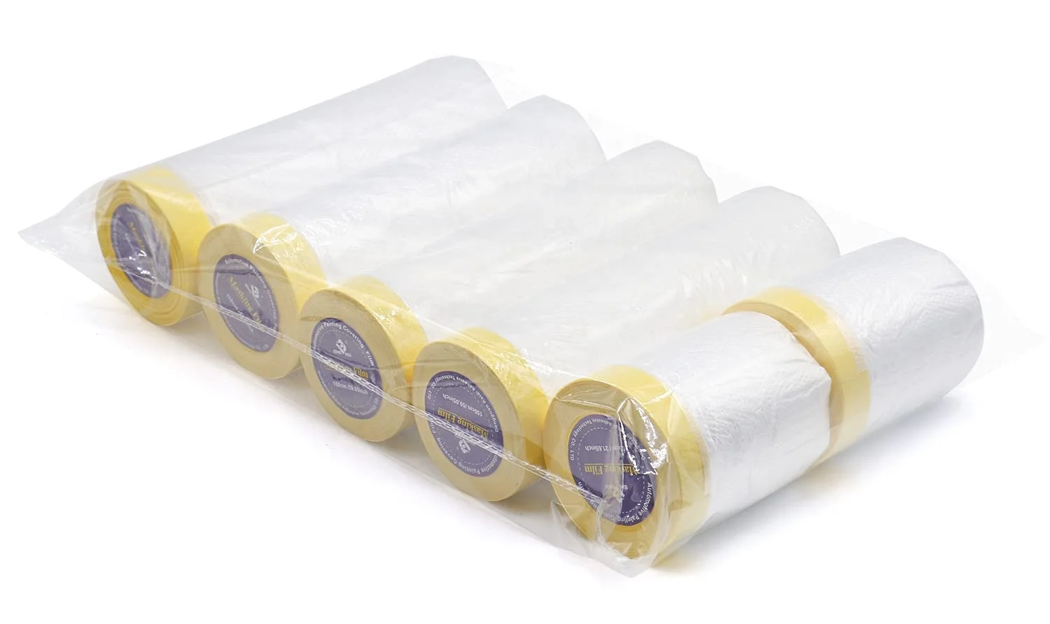 China Pre-Taped Masking Film Paper Adhesive Plastic Painting Drop Film For Automotive Furniture Protection Covering