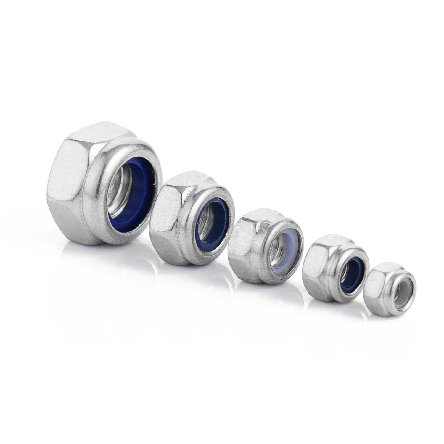 Din985 M2 M2.5 M3 M4 M5 M6 Stainless Steel Self-locking Nut Locknut Hex Nylock Hex Nut