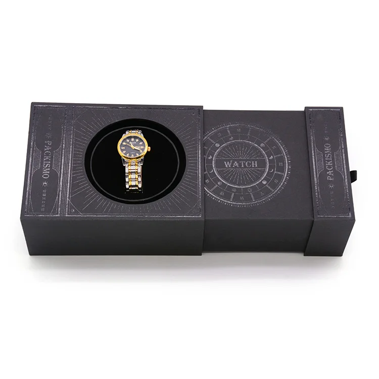Watch case packaging latest design black pull automatic lift watch storage box