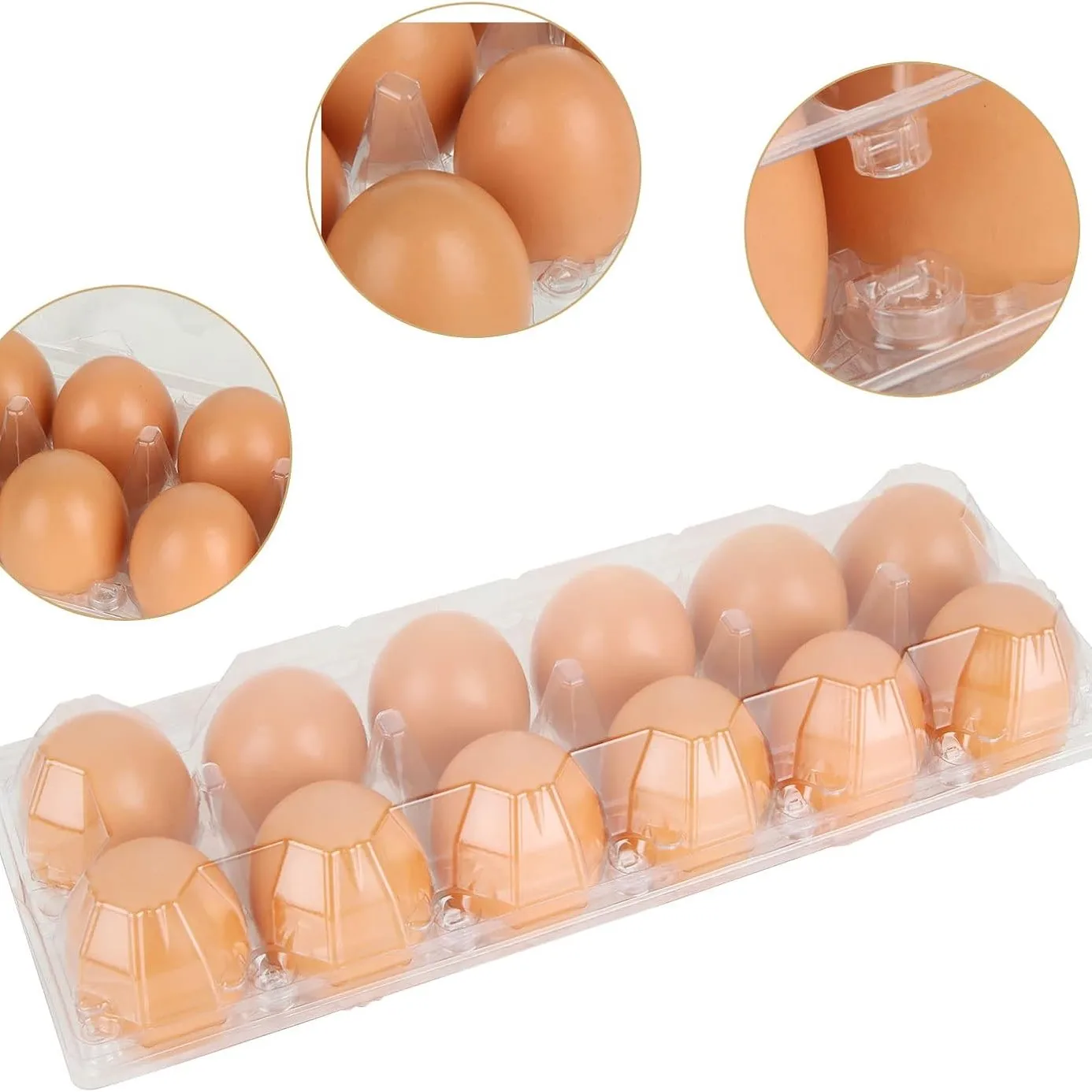 wholesales PET  Plastic EggTray Disposable  Packaging Egg Cartons 2*6 Holes Egg Packaging Boxes