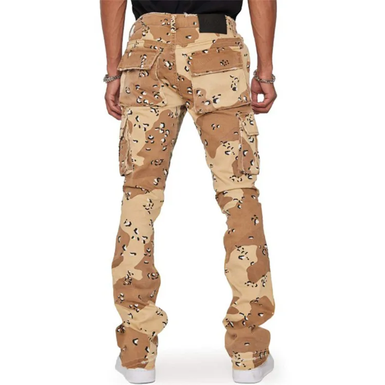 Mens Fashion Streetwear Casual Baggy Camouflage Print Hip Hop Straight Cargo Trousers