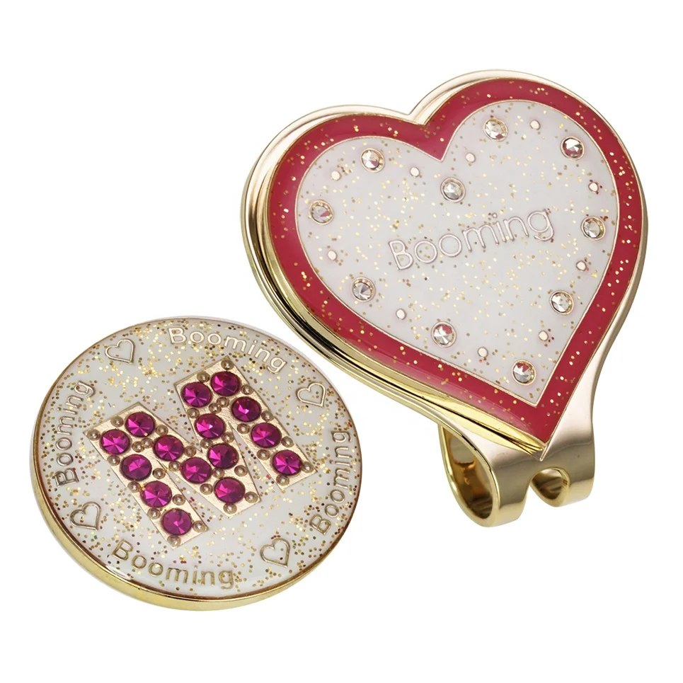 Custom metal magnetic hat clips with crystal ball marker, lady hat clip set