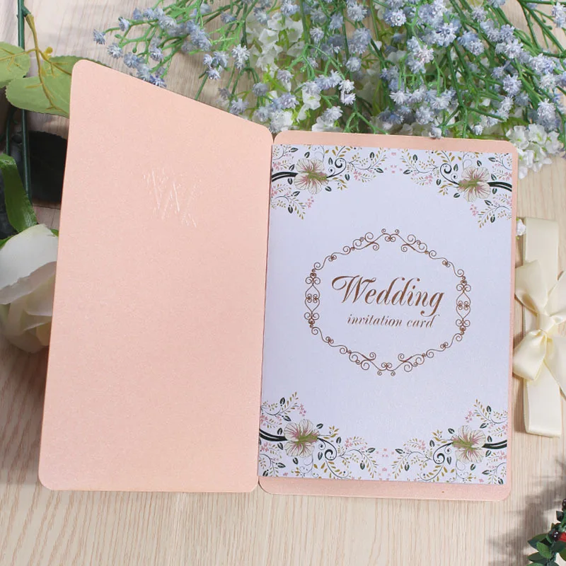 Factory Wholesale Customized Luxury Wedding Invitation Cards with Ribbon for Wedding Party