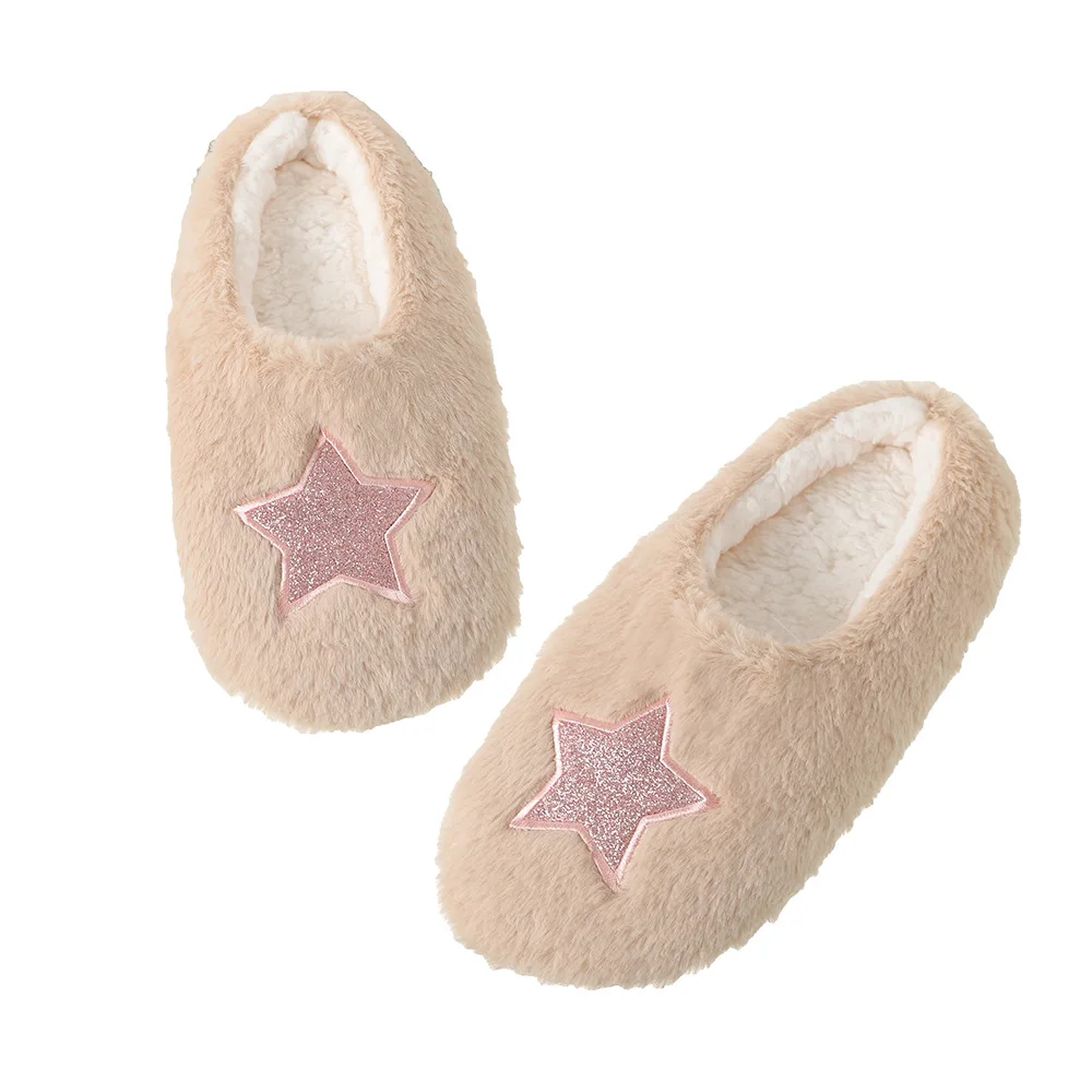 Thick warm Fuzzy Slippers for Women Indoor Fluffy Sherpa Lined house shoes socks non-slip soft soles Cozy Christmas gift