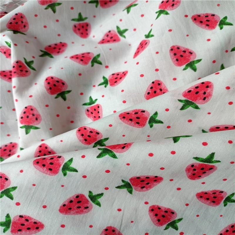 Strawberry printing Cotton voile printed poplin chiffon fabric