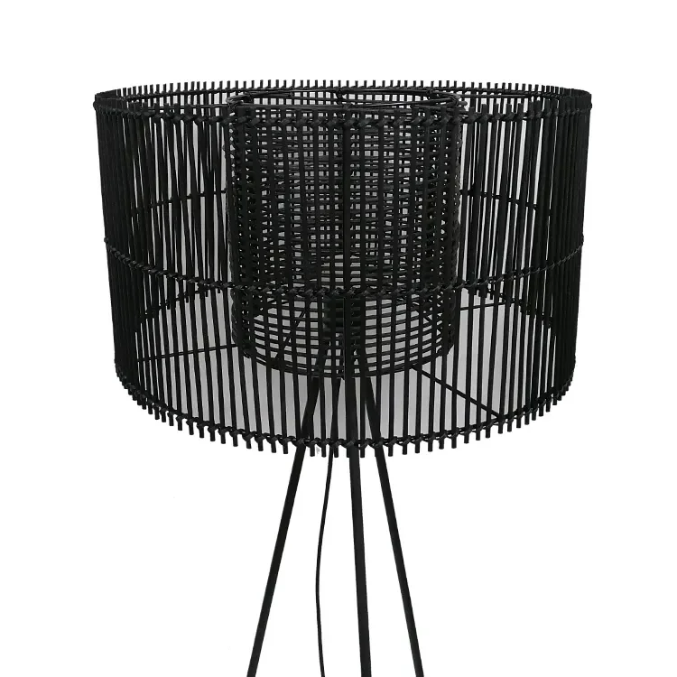 Wholesale hotel stand light decorative modern rattan tripod floor lamps for living room