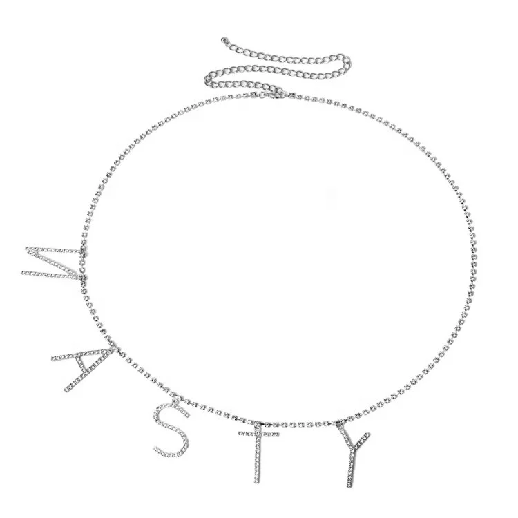 2022 fashion waist chain creative claw chain rhinestone NASTY letter pendant  body chain female