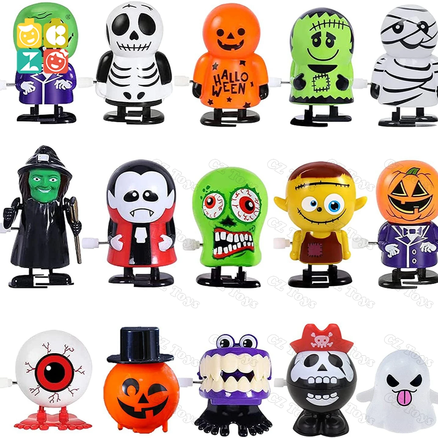 Amazons Hot Sale Halloween Small Gift Toys Halloween Windup Toys Cartoon Wind-up Ghost Rotating and Walking Clockwork Toys