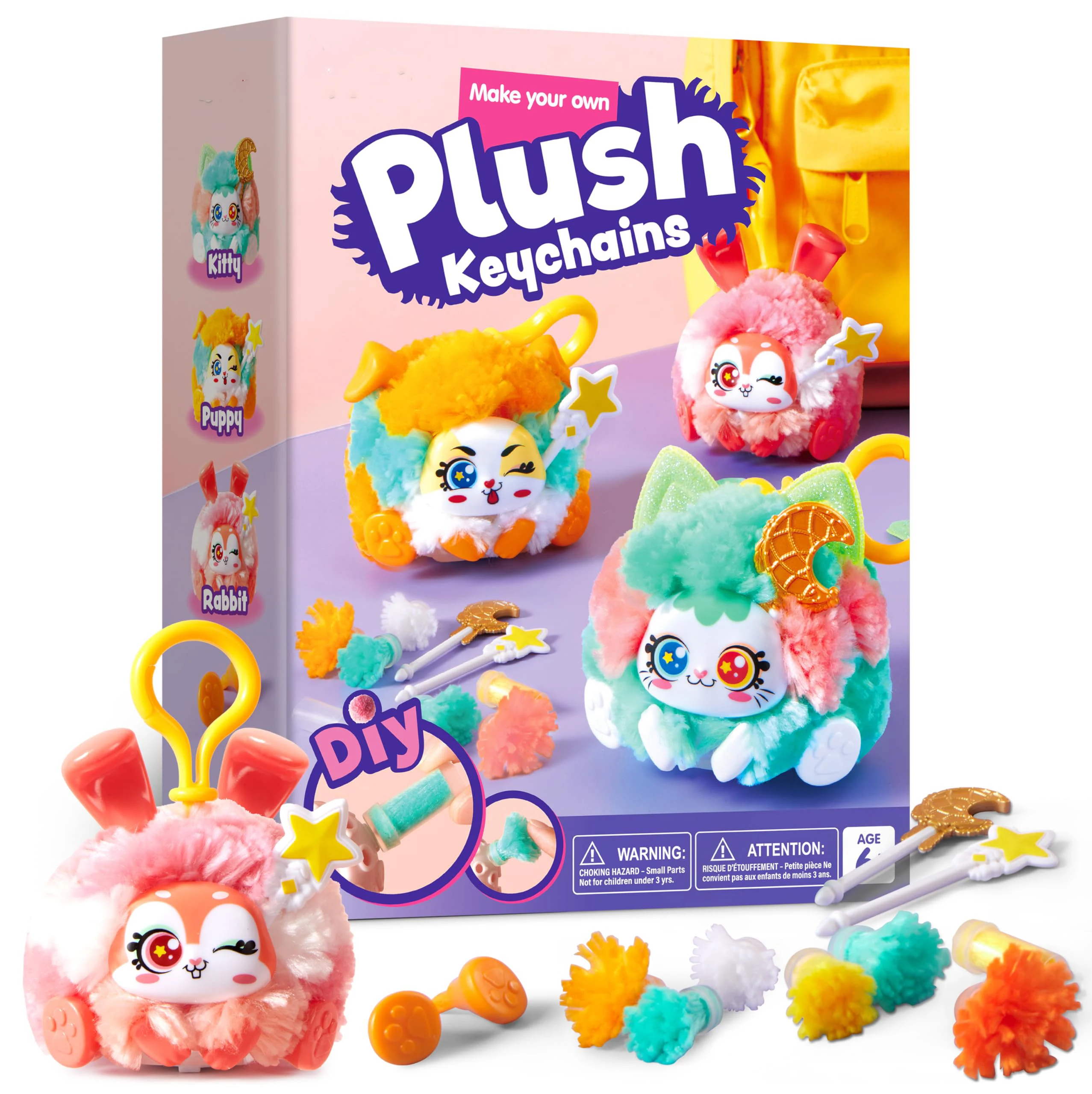DIY Plush Keychain Making Craft, DIY Arts & Craft Set  Create Your Own Stuffed Keychain for Boys and Girls