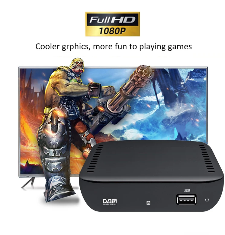 1080P Free to air full hd dvbt2 set top box tv receiver dvb-t2 tv receiver tv decoder set-top box