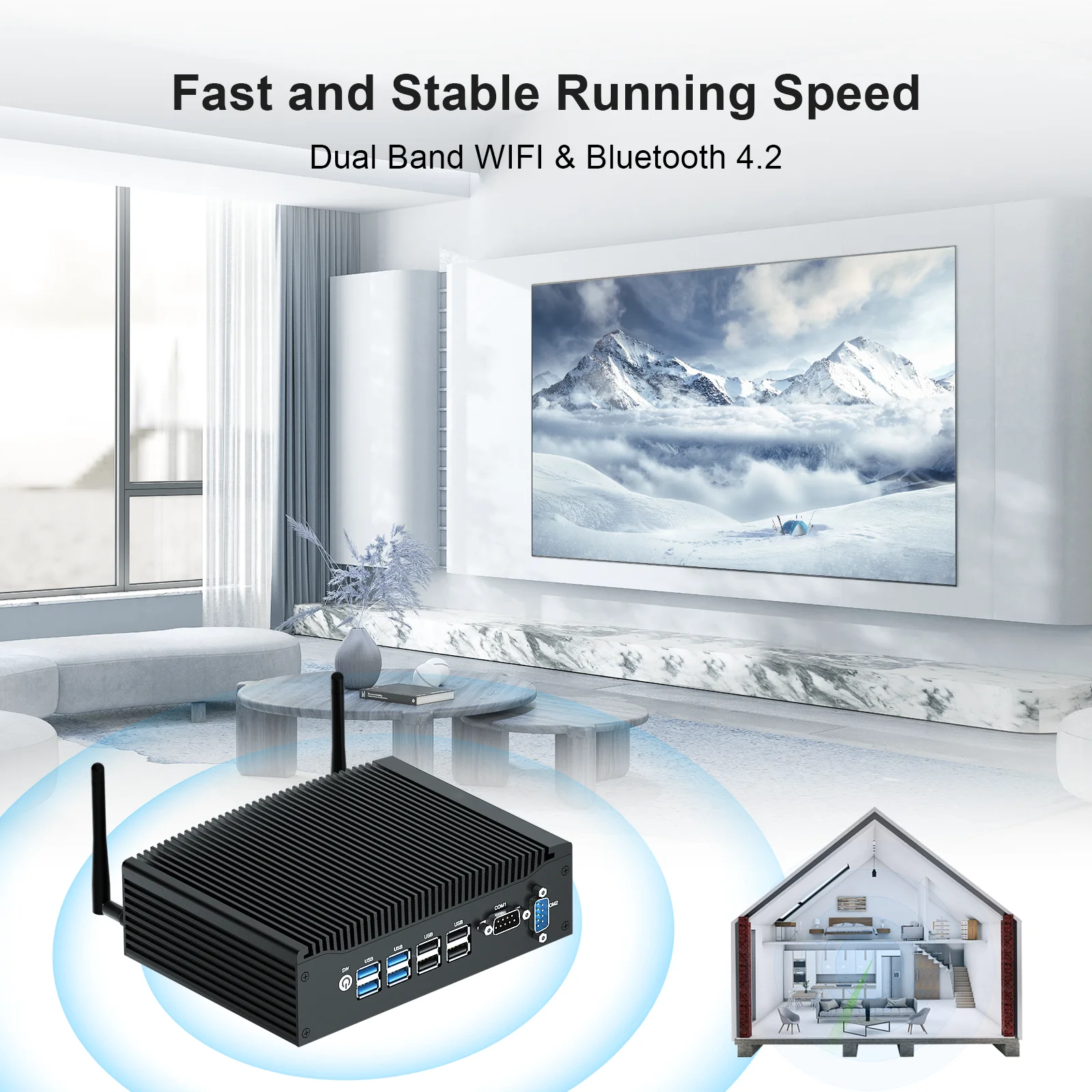 Kensing-ton Lock HYSTOU Mini PC Dual HD-MI USB DC-IN DDR5 Intel Core i5-1235U Win 10/11 SSD HDD SATA Computer