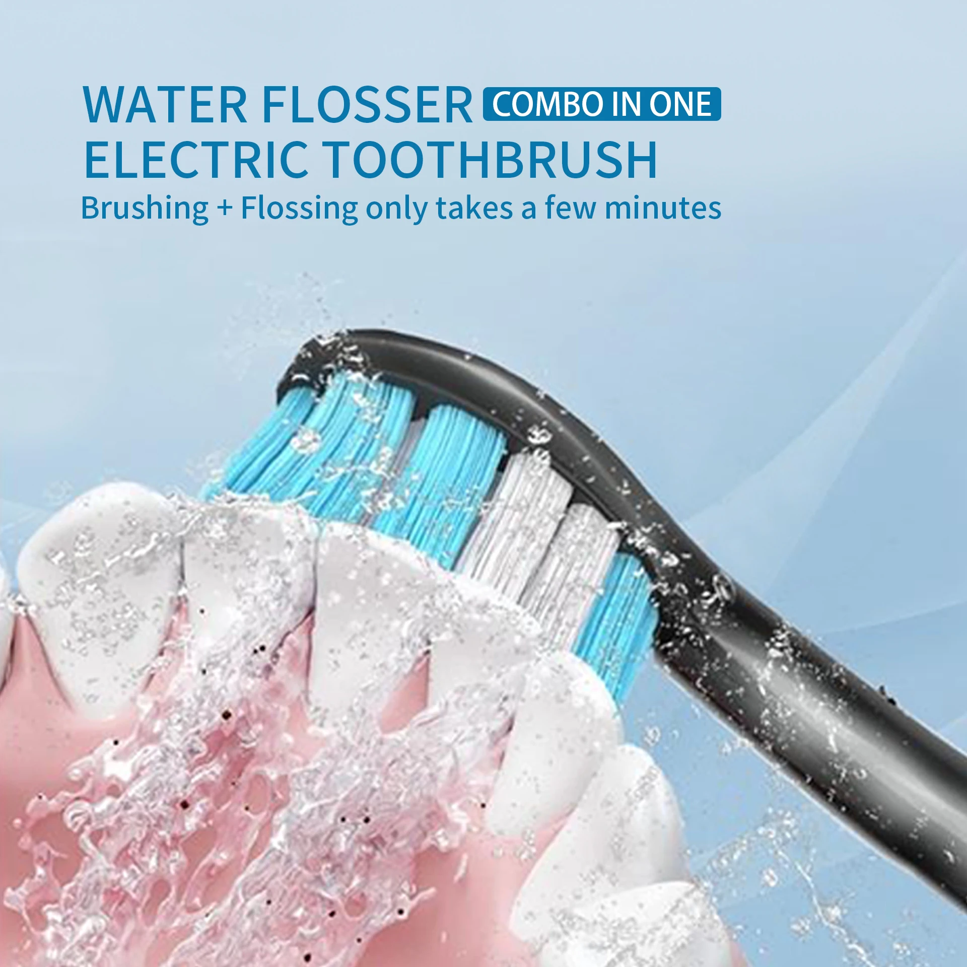 3 in 1 Electric Toothbrush with Water Flosser Cordless Advanced Oral Irrigator Toothbrush Combo Professional Flossing Toothbrush