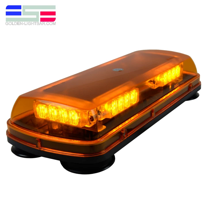 SAE Class I Amber Yellow 24 LED 72 Watts High Intensity Emergency Hazard Warning LED Strobe Mini Light Bar with Magnetic Base