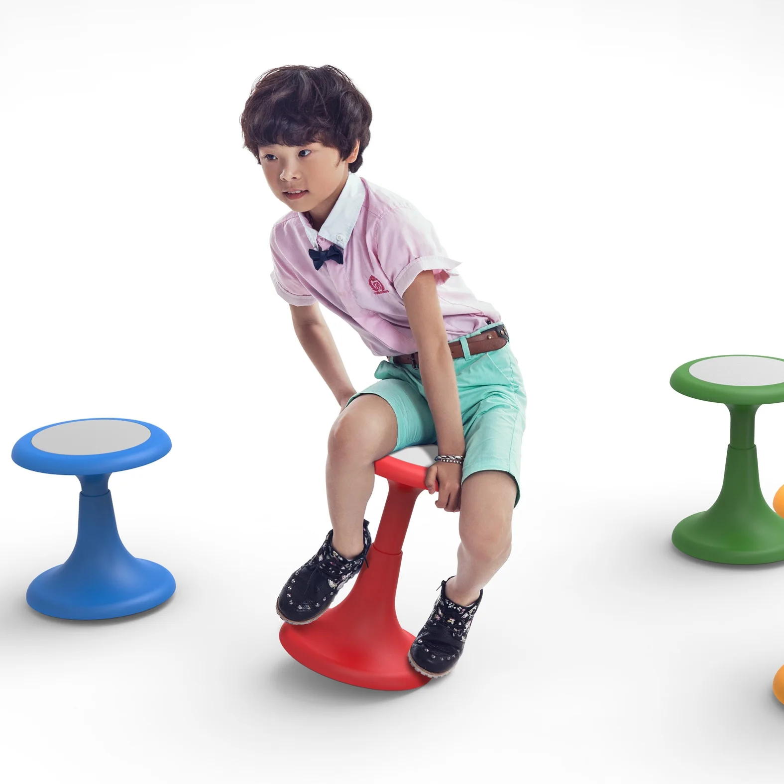 Convex Concave Top Center Self-stabilizing weighted base Ergonomics Child Student Plastic Wobble Stool Chair