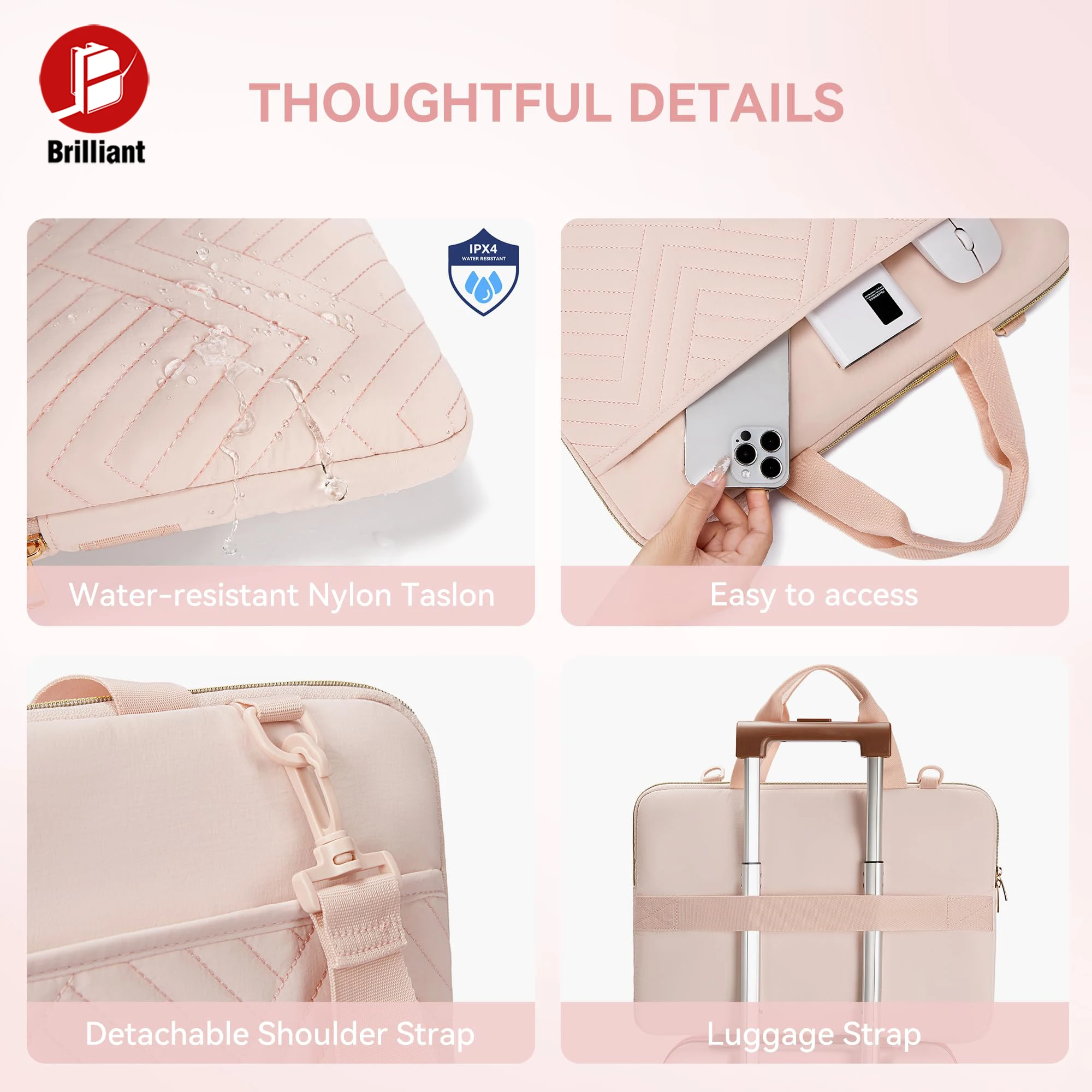 Customized 15.6 Inch Laptop Sleeve Puffy Padded Lightweight Protective Case Water Resistant Bag For MacBook Air