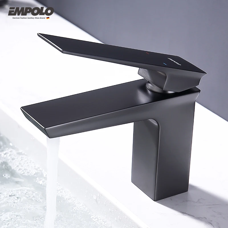 Single Handle Copper Waterfall Faucet On Deck cUPC Lead Free North America Brass Black Faucet Bathroom Sink Faucet