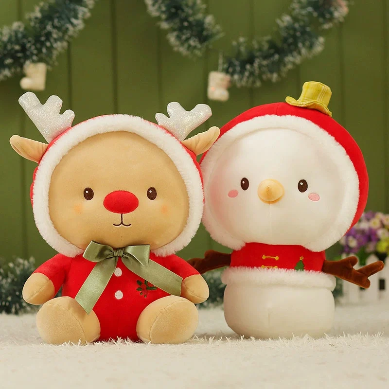 New Design Christmas Snowman Reindeer Stuffed Animals Plush Toys Merry Christmas Gift For Kids