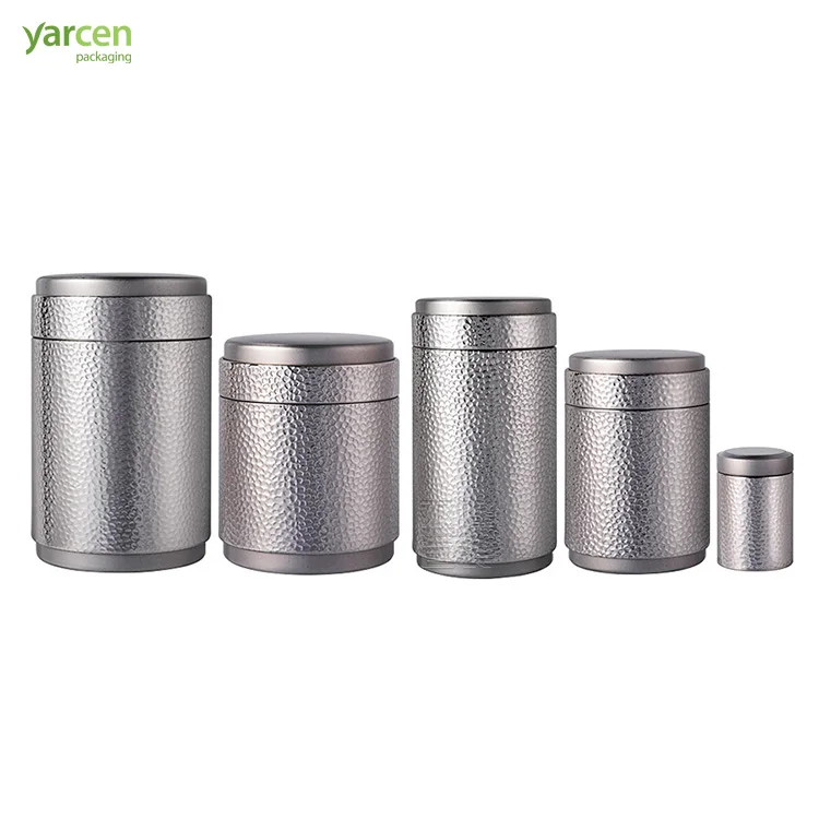 Custom Round Hand Knock Pattern Seal Tea Tin Box/Round Tea Tin Can