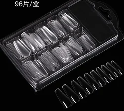 No Crease False Coffin Nail Art Tips Full Cover False Nails  Shaped Artificial News Transparent False Nails