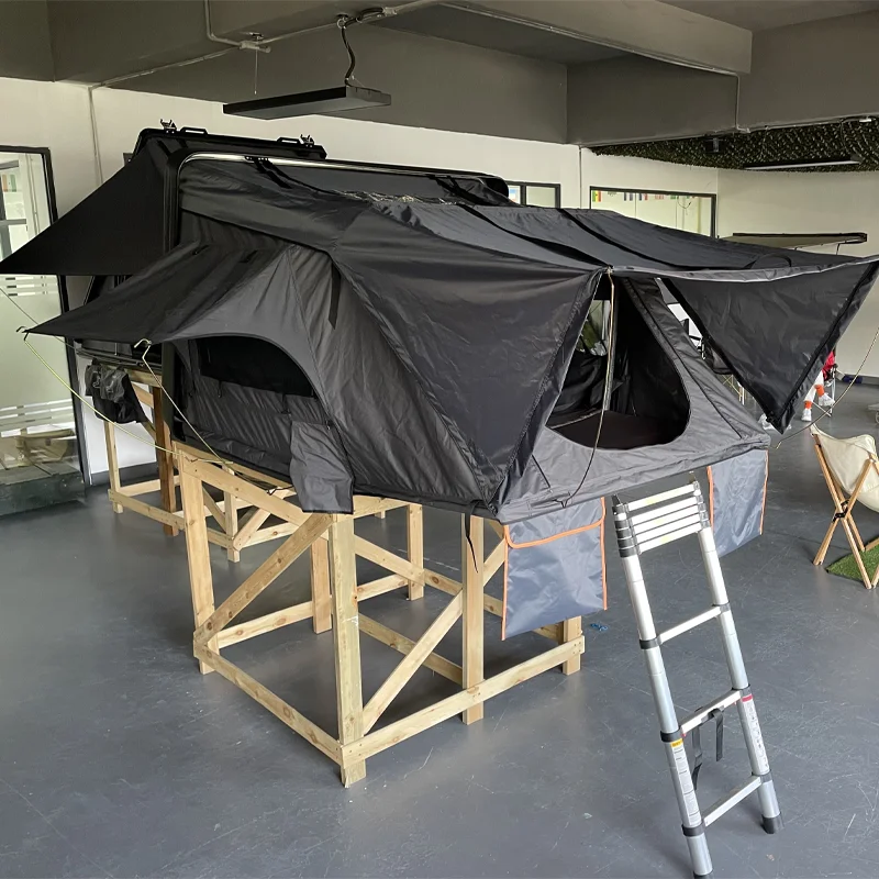 Тент на крышу автомобиля, тент с боковым навесом, на 3-4 человек, твердый корпус, для кемпинга