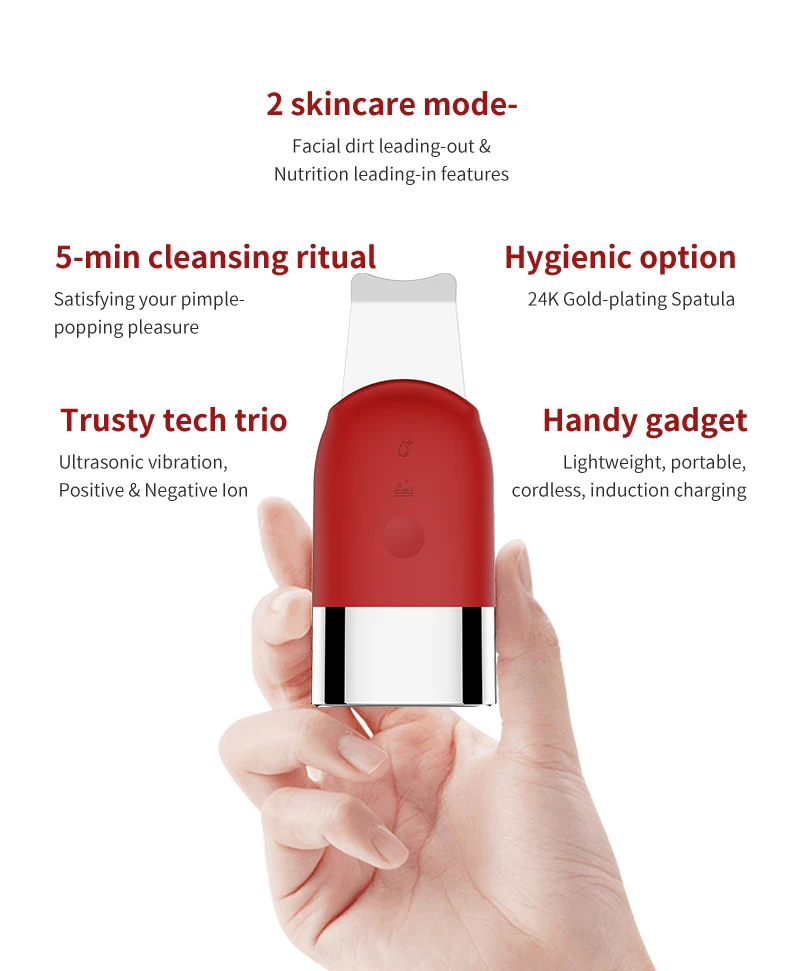 Latest Fashionable Design Portable Ultrasonic Facial Cleansing Skin Scrubber