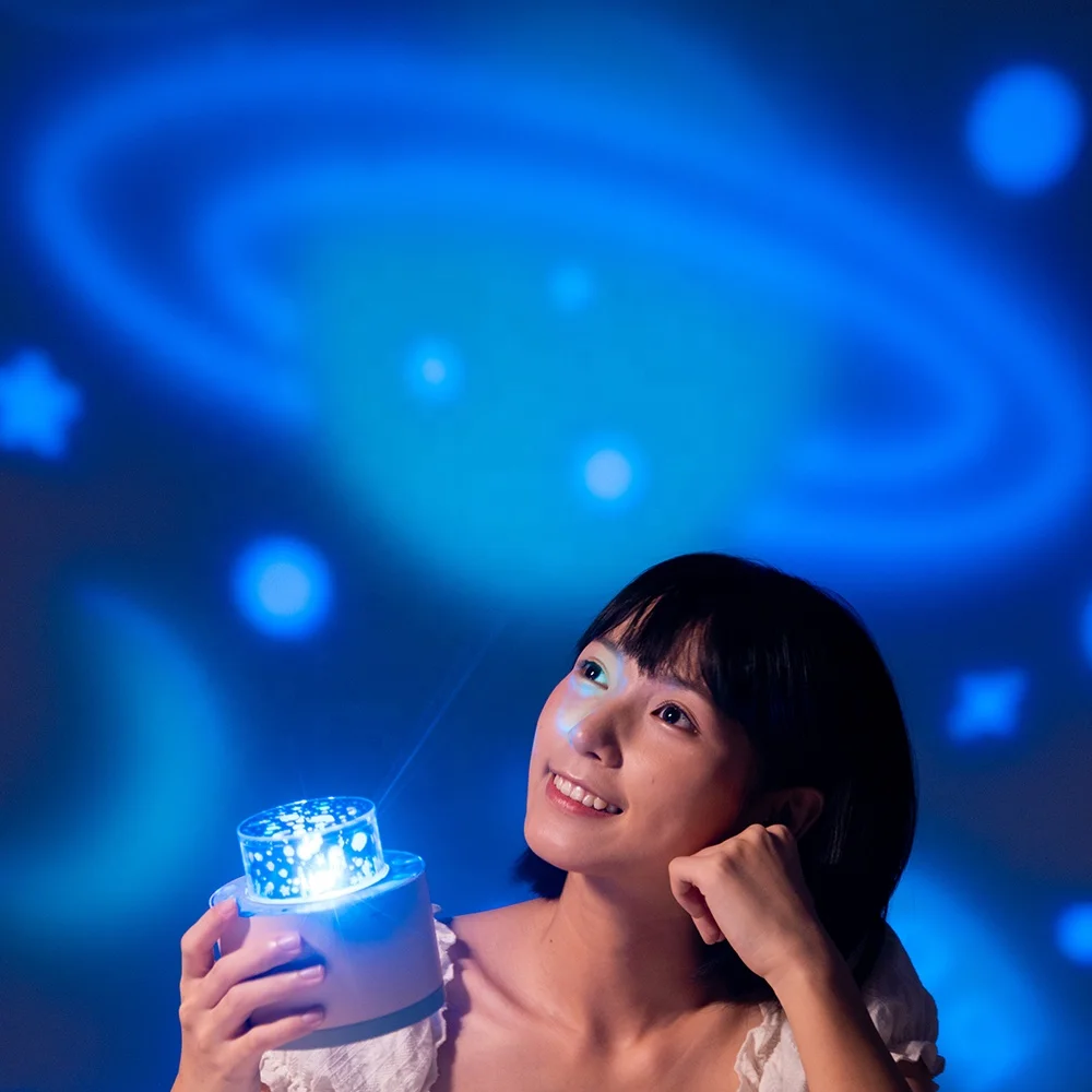 360 Rotation Ocean Wave Starry Sky Music Projector Light Room Decor Lamp with LED Night Light for Baby Kids USB Powered