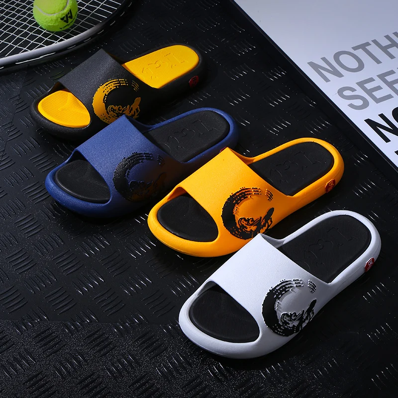 Chinese pattern OEM four season unisex anti slip EVA insole Men Outdoor Slippers