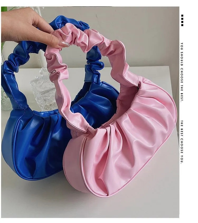 2024 New Korean Fashion Single Shoulder Bags for Women French Style Dumpling Tote Bag Fashionable Folded Handbag Underarm Bag