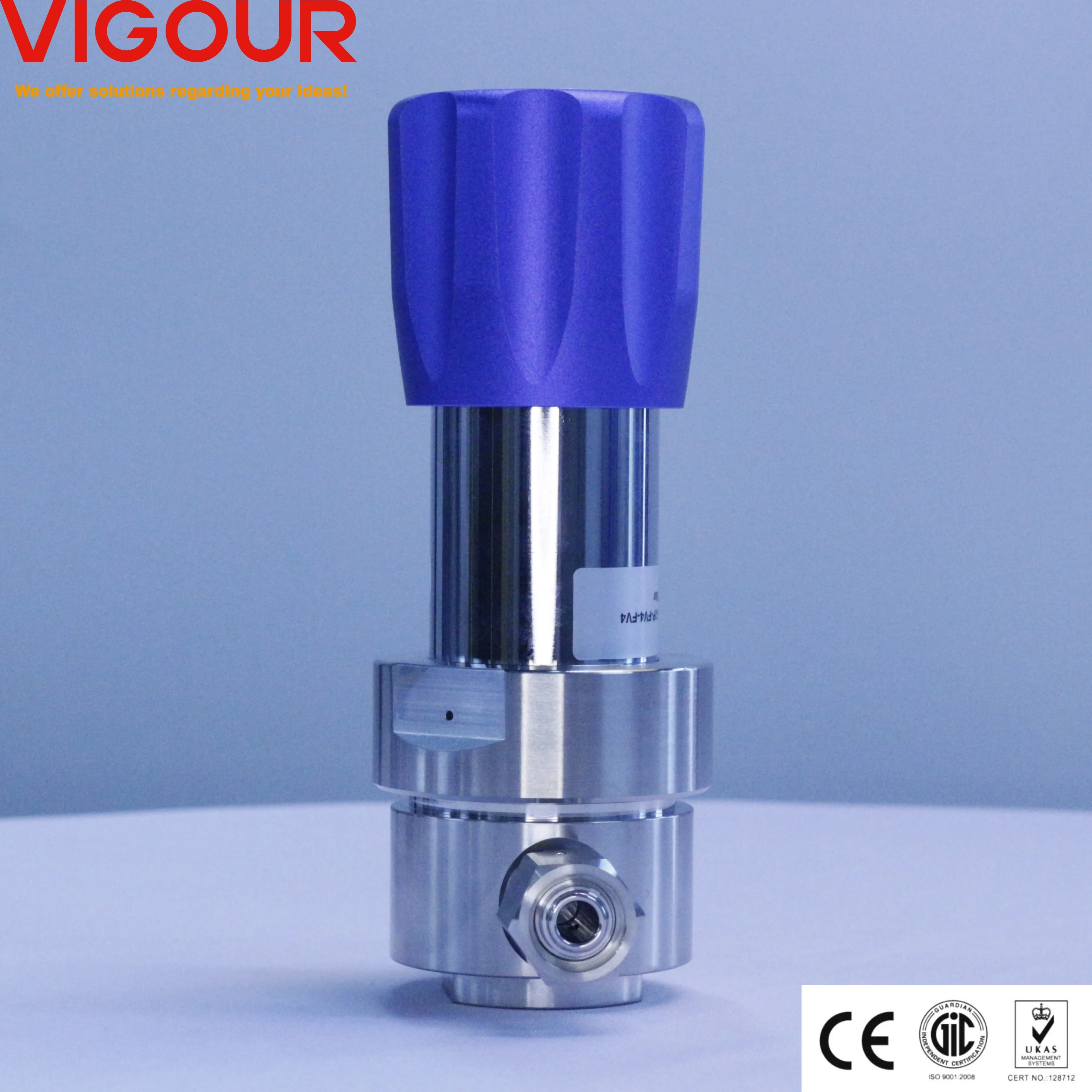 UHP Single Stage Pressure Regulator with Tied-Diaphragm Design Manual Power High Temperature Gas Media
