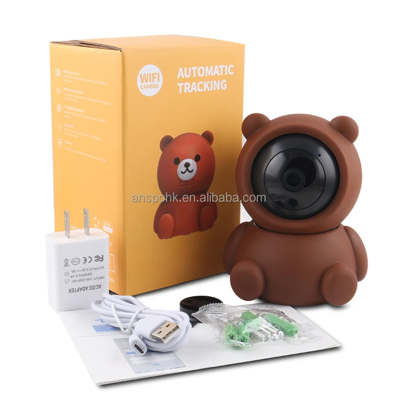 Cute design CCTV Security WIFI baby Camera Pan-til 1080P HD Human tracking support 128G TF card Mic yoose app Infrared