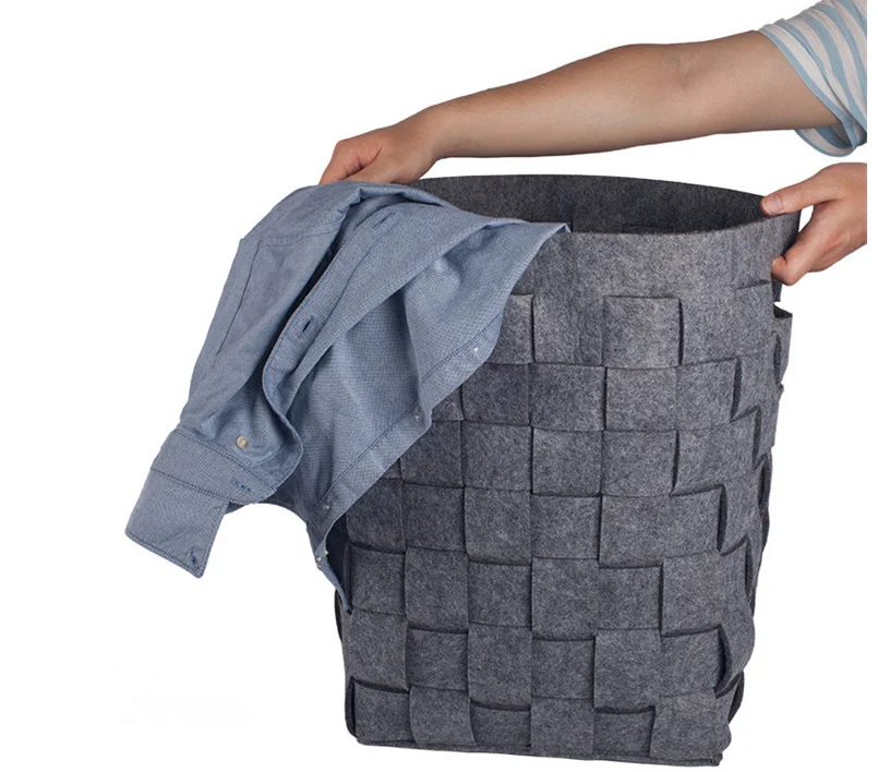 Felt laundry basket, Cross Pattern Felt Storage Basket Nursery Storage Bin Toys