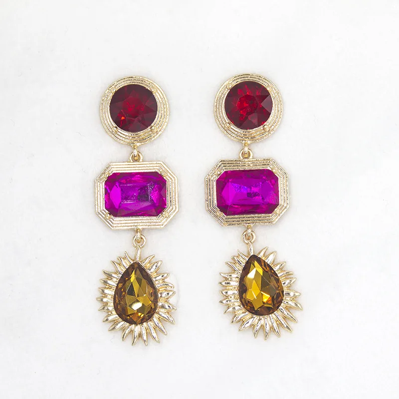  Mixed Charm Color Resin Earrings Bohemia Alloy Gold Plated Jewelry Pendant Women Girl
