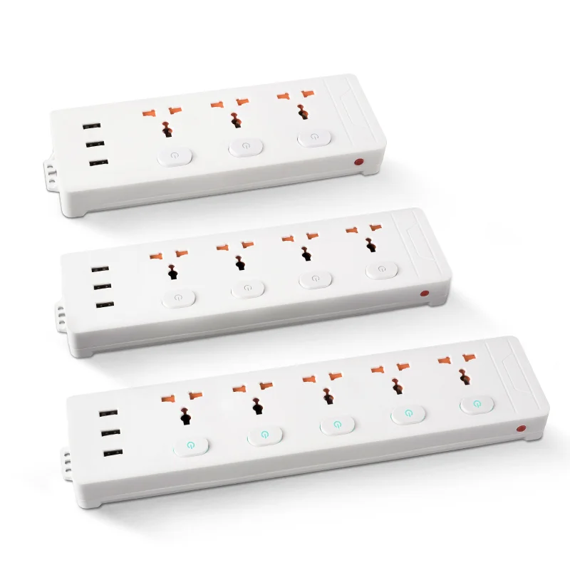 UK Eu universal electric plug 3 way insert power strip outlet with 3 usb socket