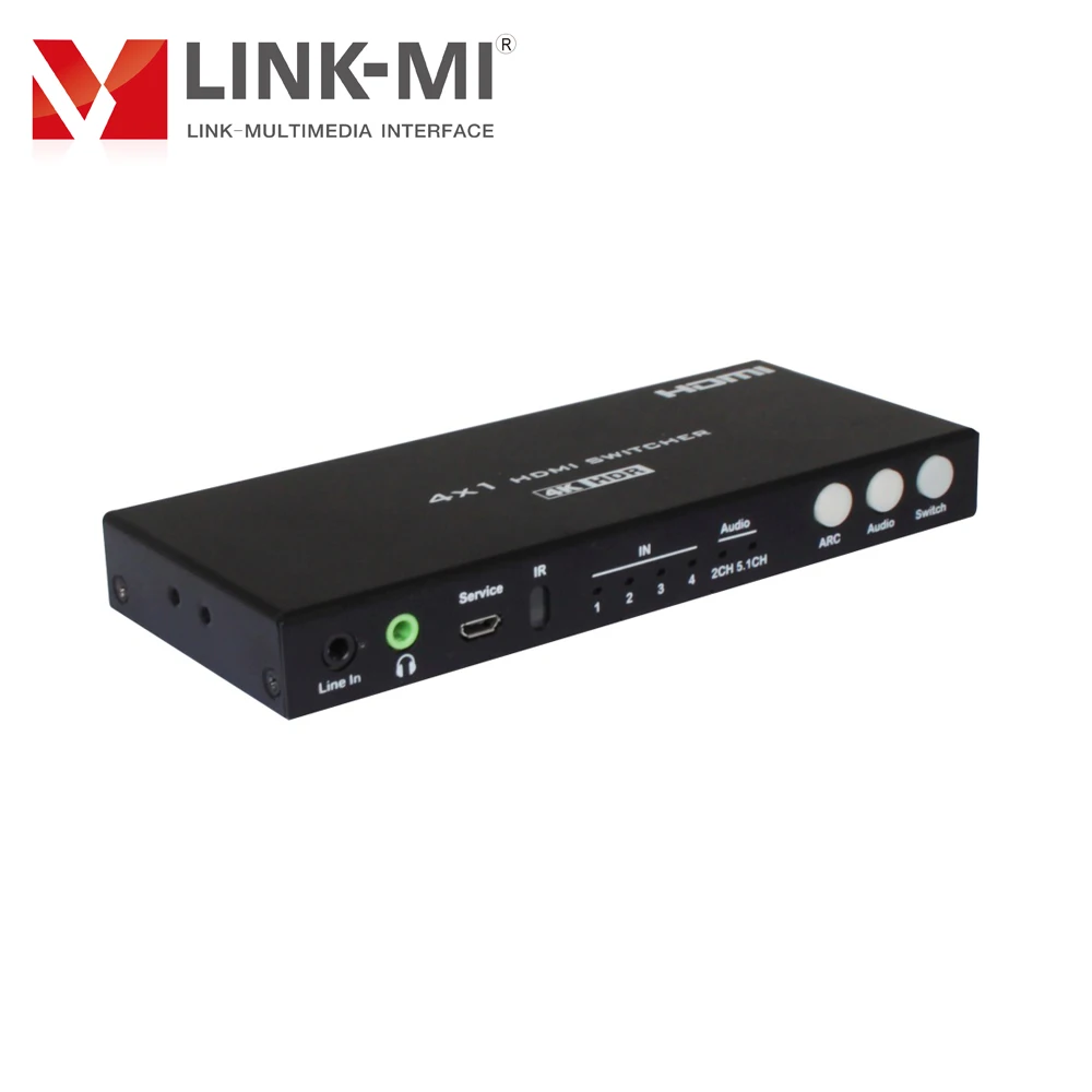 LINK-MI 4x1 HDMI Switch up to 4K@60Hz with downscaler & Audio Extraction for Analog/SPDIF Support 18Gbps, HDCP2.2 AV Switcher