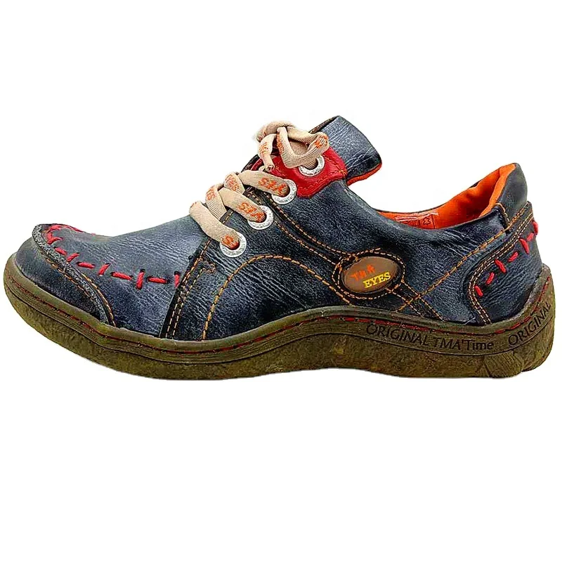 Туфли на плоской подошве, нескользящая подошва из термопластичной резины, без шнуровки, со шнуровкой; Женская обувь на шнуровке; Модная повседневная обувь из коровьей кожи; Женские камуфляжного цвета, натуральная кожа, низкий (1 см-3 см)