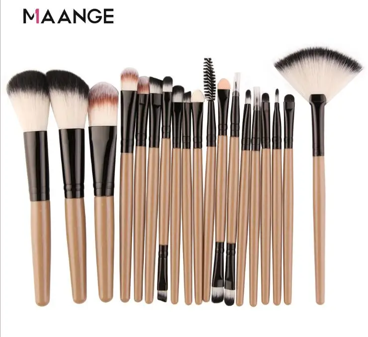 MAANGE 18 Pcs Makeup Brushes Set Powder Foundation Blush Eye Shadow Blend Cosmetic Beauty Make Up Brush Tool Kit