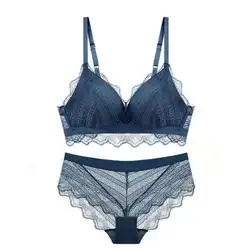 2022 Wholesale new ladies European and American style underwear no trace sleep no steel ring triangle cup sexy lace bra set