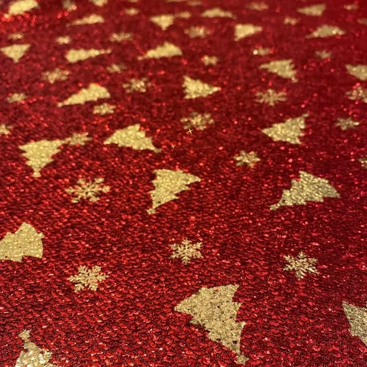 RTS 14 Designs Snowflake Tree Toy Carpet Tablecloth Carnival Decoration Polyester Metallic Knit Lurex Christmas Fabrics