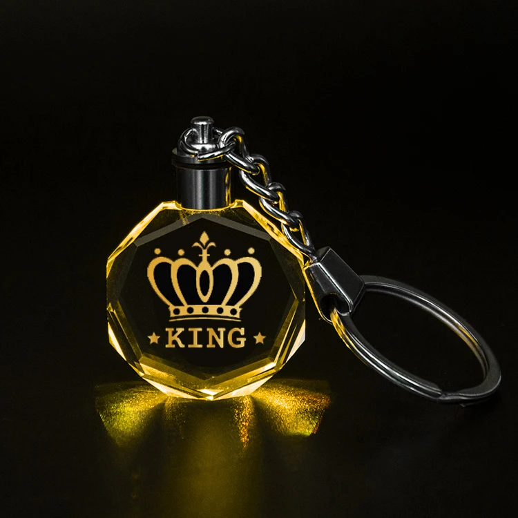 Дешевая оптовая торговля k9 Корона Хрустальный брелок 3d лазерный светодиодный свет кристаллический для подарков