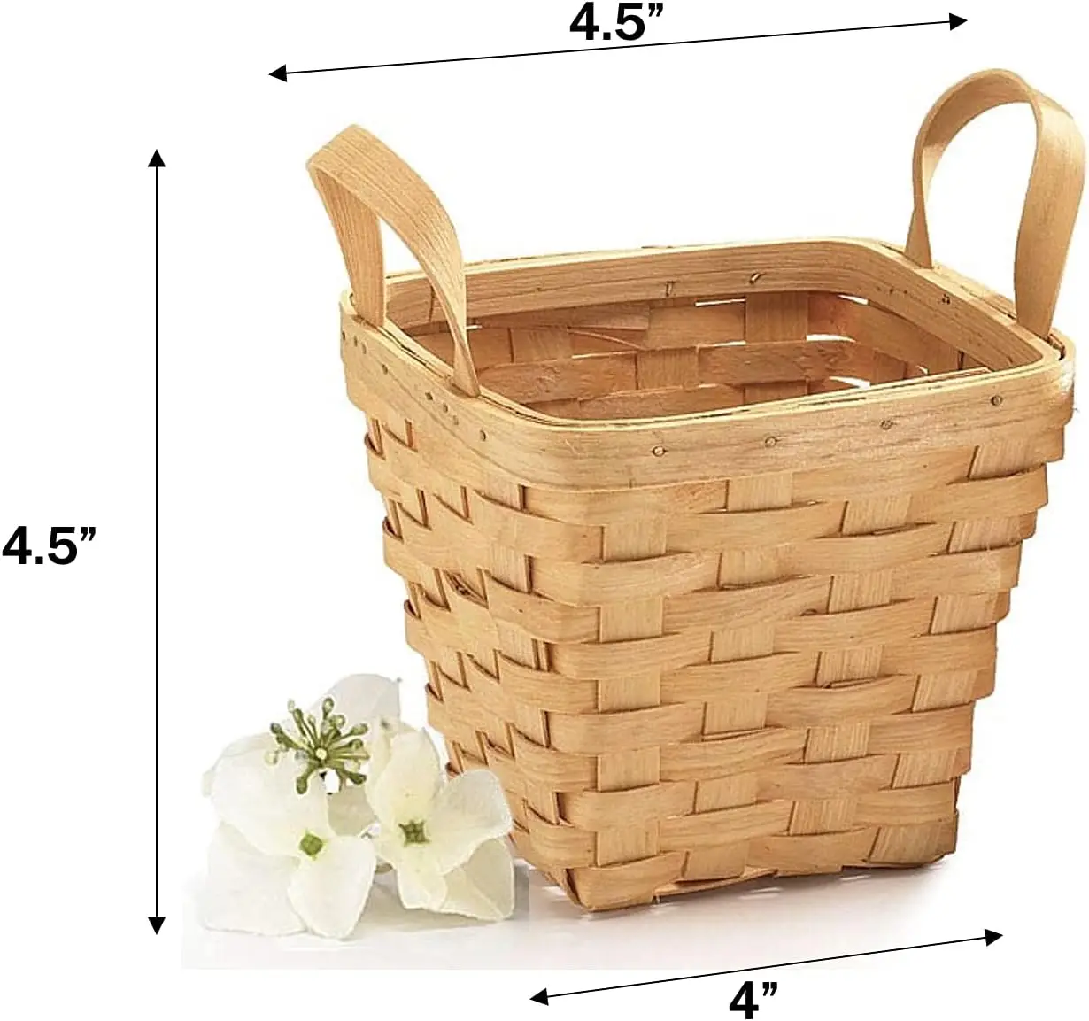 Small Wooden Decorative Woodchip Basket With Handles Empty Baskets 4 Inch For Gifts With Chalkboard Labels