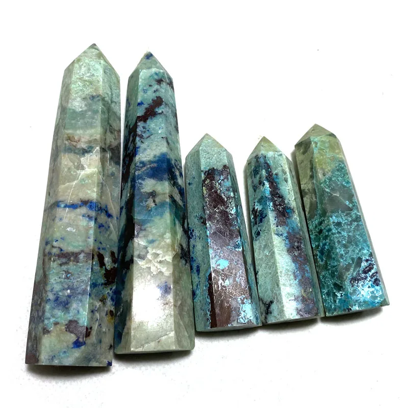Оптовая продажа натуральная кристаллическая башня красочный кристаллический камень исцеляющий хризоколлу для украшения