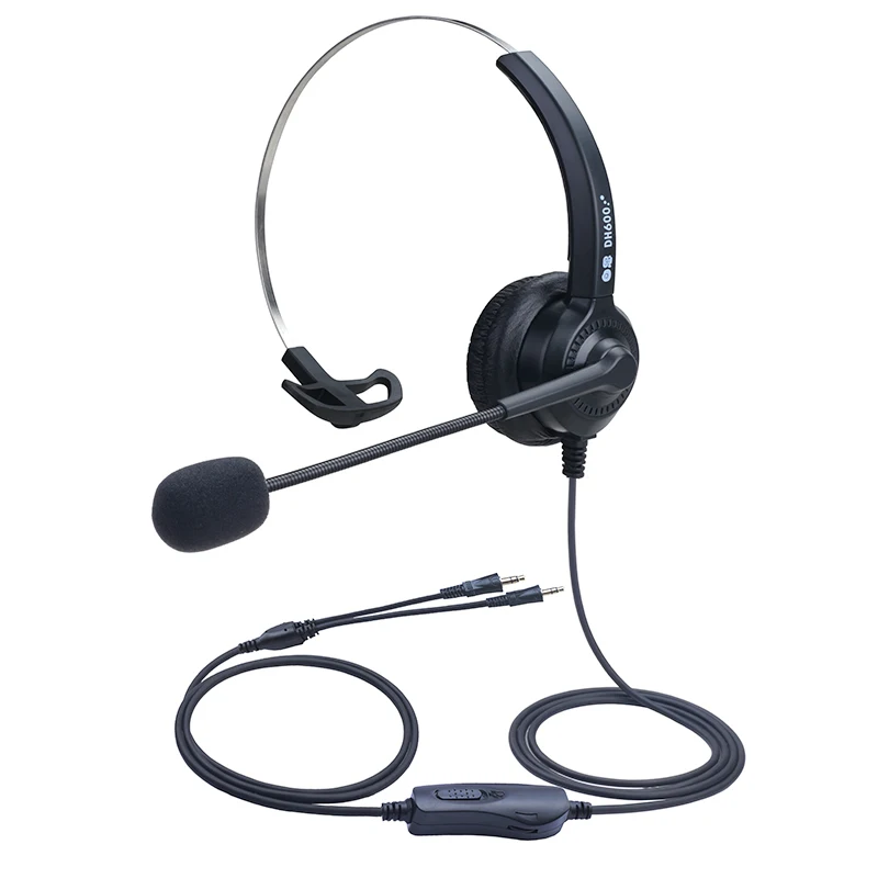 
Dh600 call center plug in computer, with 3.5mm dual plug headphones and volume adjustment mute 