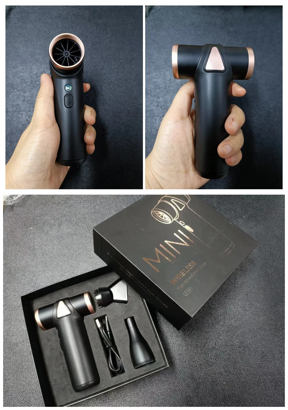 Outdoor Household Portable Mini Blow Dryer Rechargeable Best Quality Multifunctional Wireless HIgh Speed Hair Dryer