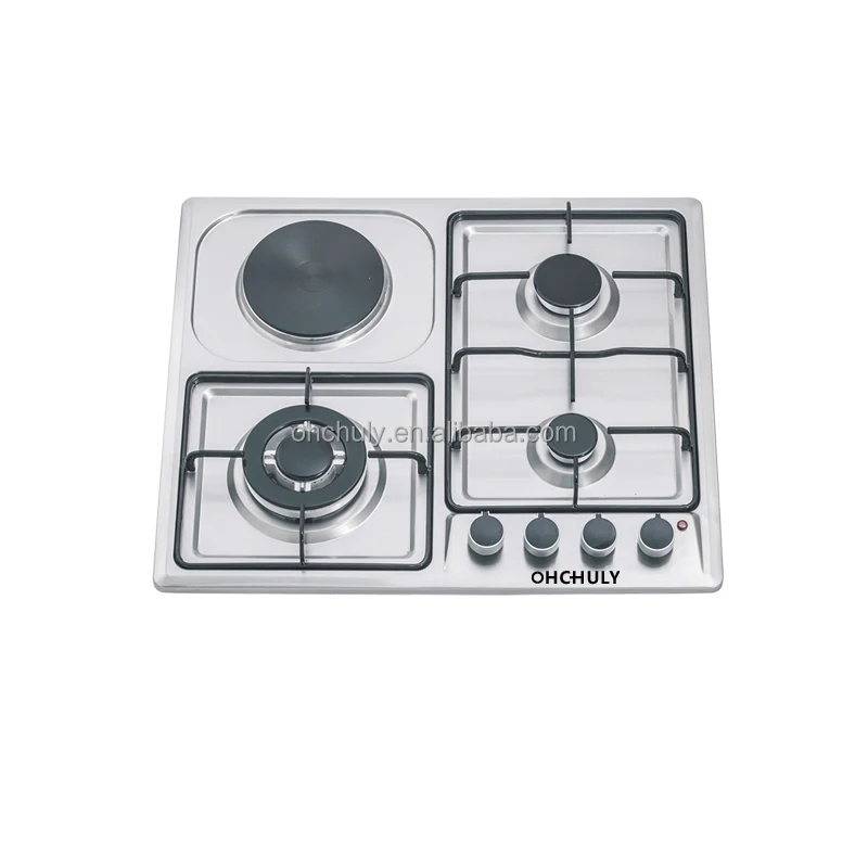 CE Approval Stainless Steel Gas Cooktop Ceramic Gas Hob 3 Burner  And 1 ceramic Built in Gas Cooking Stove