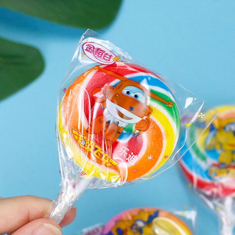 Candy Manufacturer Halal 17G Rainbow Round Stick Fruit-Flavored Sliced Lollipop Candy
