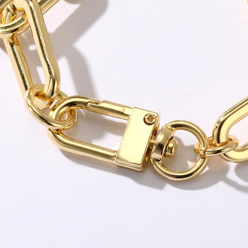 KJ fashion women coarse gold chain bracelet copper accessories coarse Cuban chain stacking bracelet jewelry