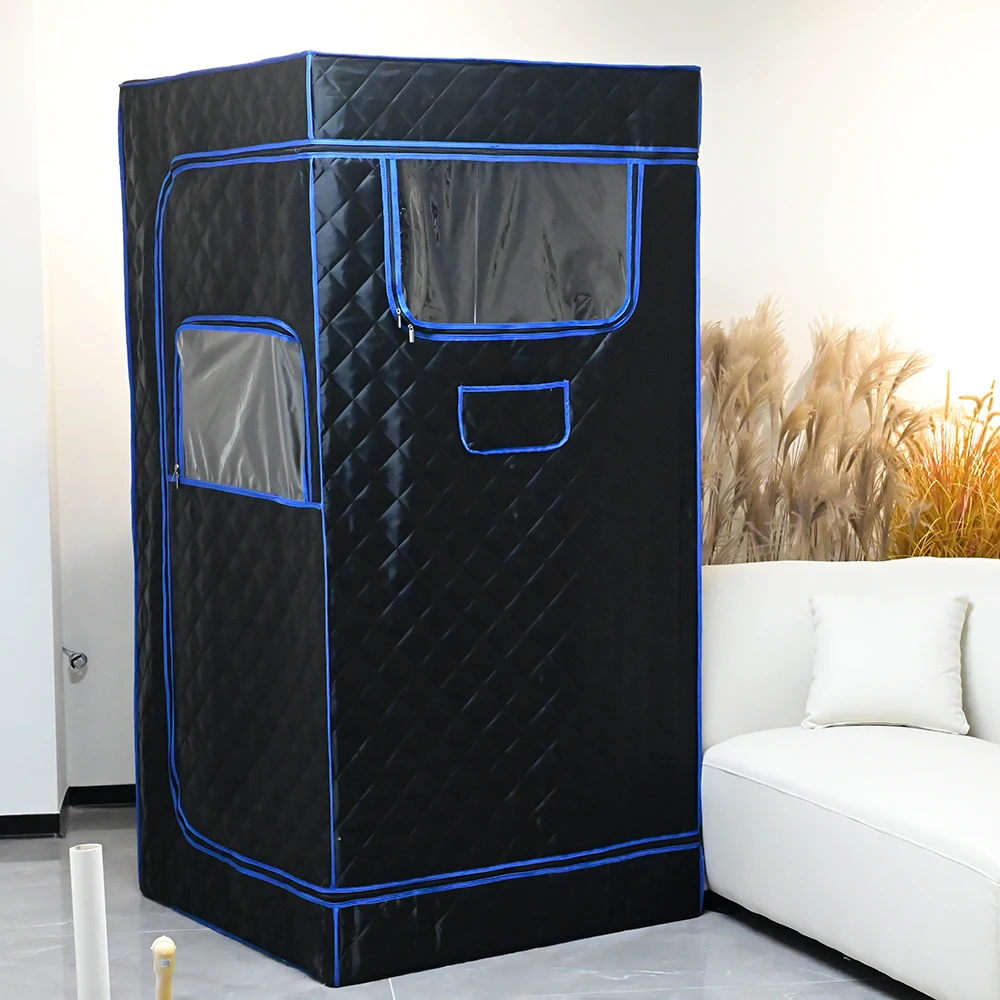 DINGDA 1.8m Full Size Portable Steam Sauna Kit Personal Full Body Home Spa for Detox Relaxation 3Liters 1600 Watt Steamer